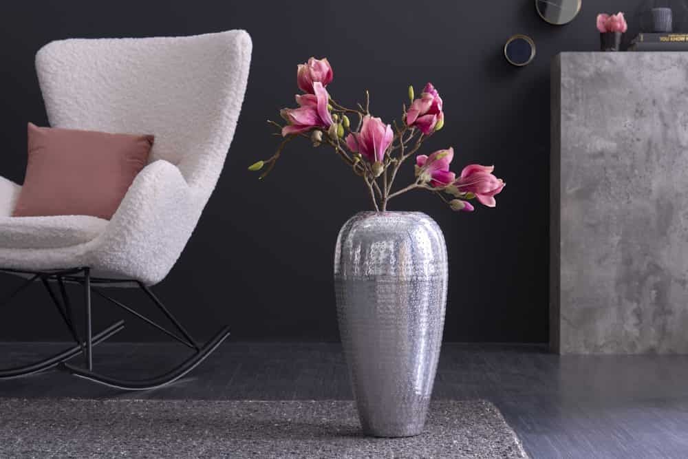 Elegante ORIENTAL Vaaspresentatie – 50 cm Zilverkleurig Wild Hamerontwerp