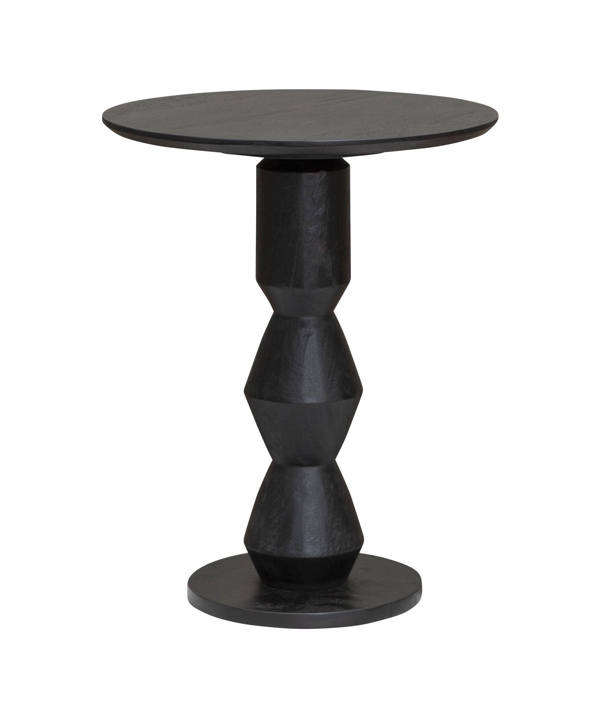Elegante ronde bijzettafel Brunello van Tower Living – warm mangohout, zwart en compact