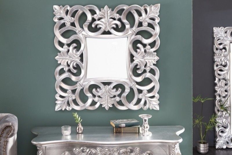 Elegante Wandspiegel VENICE 75×75 cm – Antiek Zilveren Barokstijl