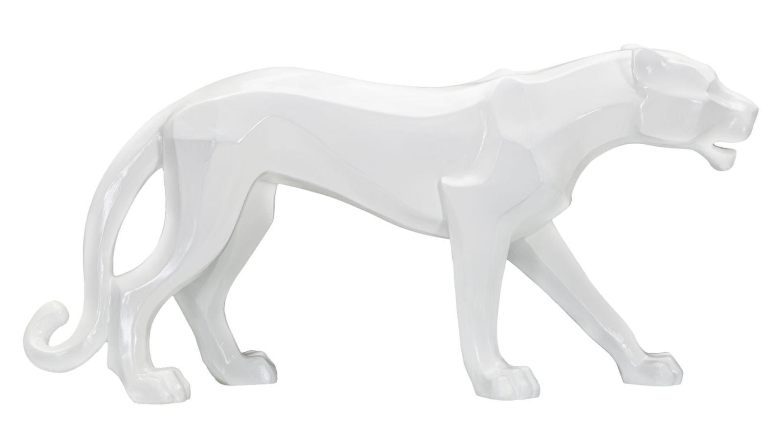 Elegante Witte Panter Sculptuur – Mauro Ferretti, 70 cm