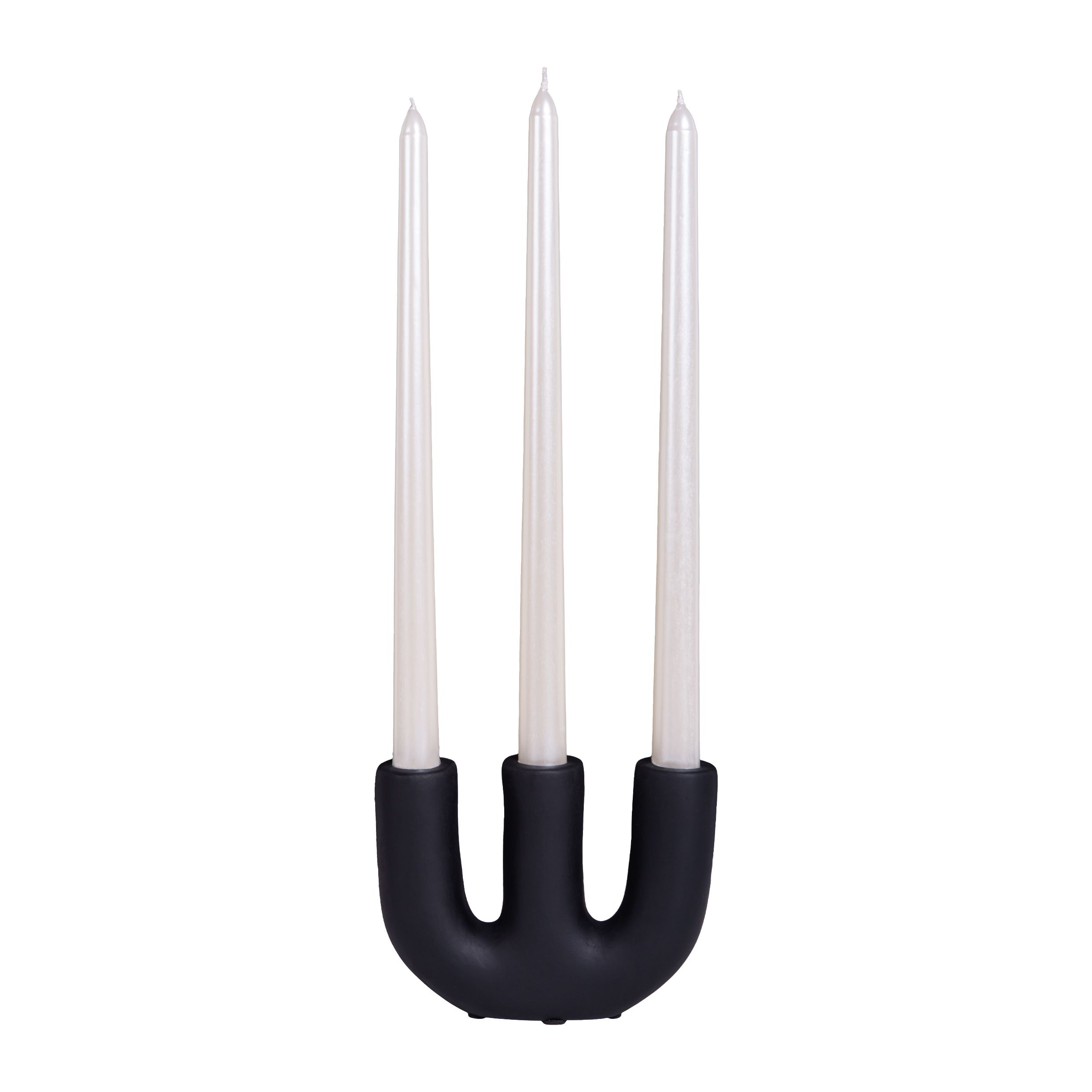 Elegante zwarte keramische kaarsenhouder voor 3 kaarsen – QUVIO