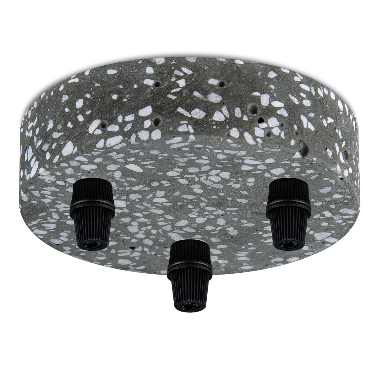 Elegante Zwarte Terrazzo Plafondkap 3L – Rond, Ø12 cm, 5 cm hoog