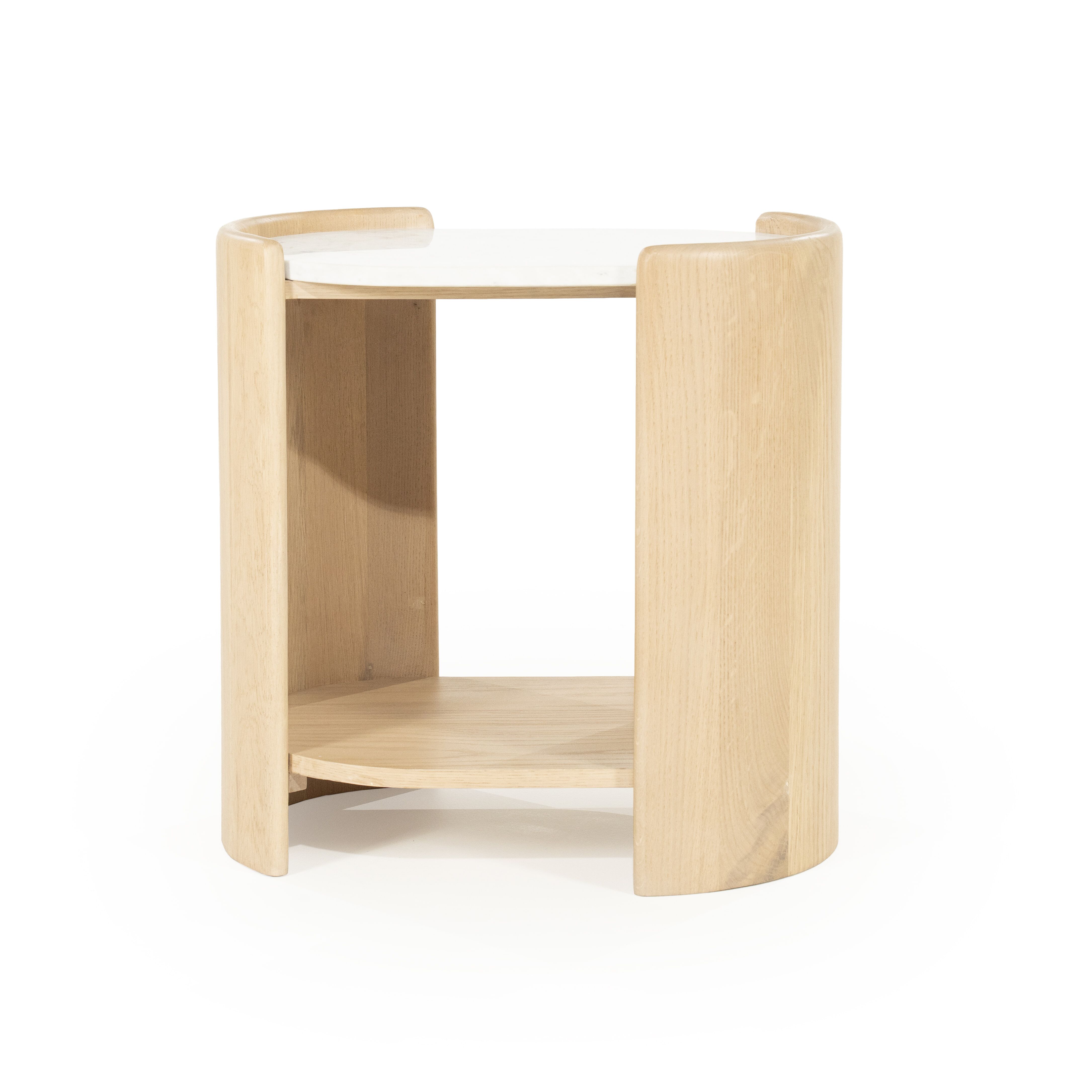 Eleonera Ovale Bijzettafel Don Marmer & Eikenhout – Elegante Naturel Ovaalvorm (50×35 cm)