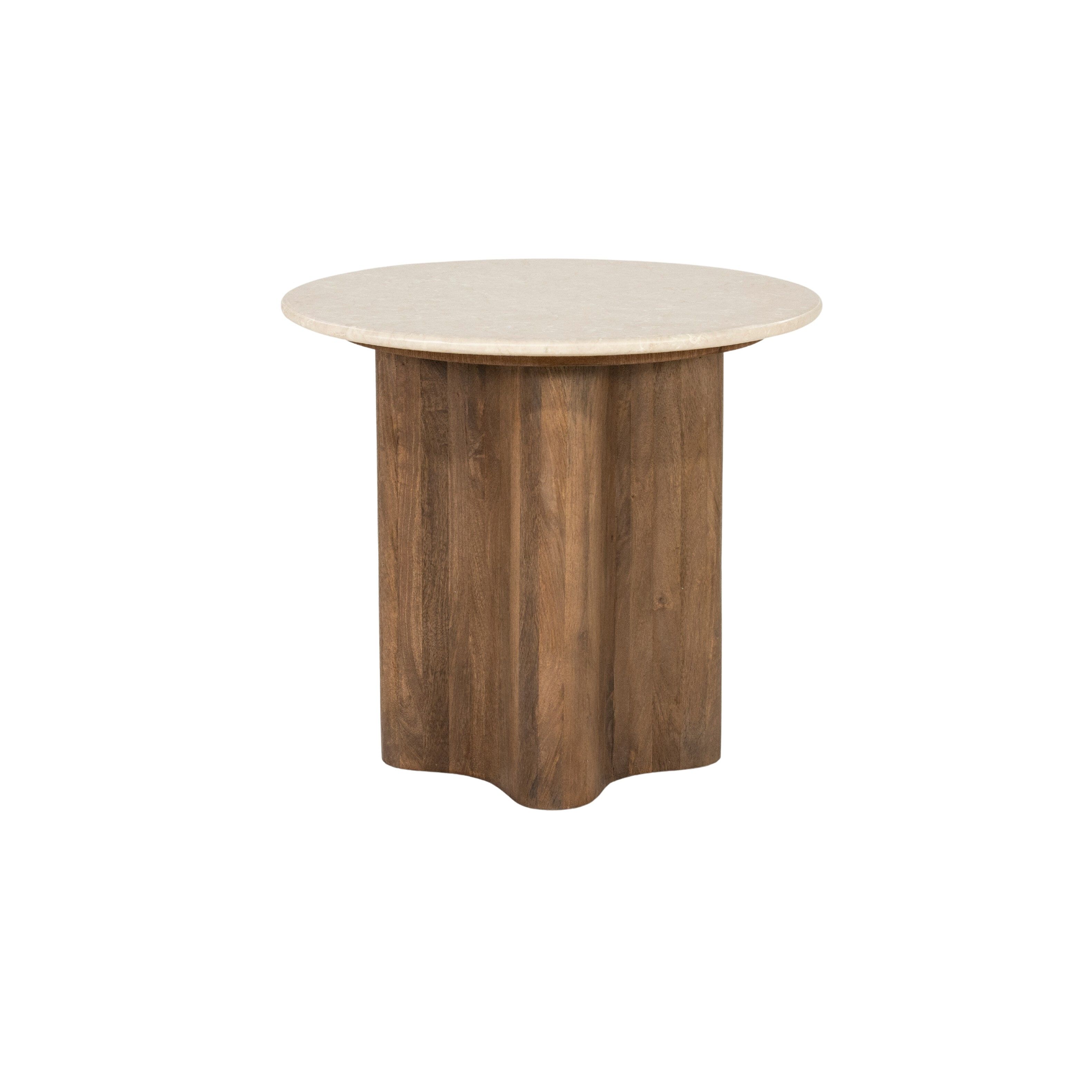 Eleonera ronde bijzettafel Bodhi – elegante marmer‑mango combinatie, 50 cm