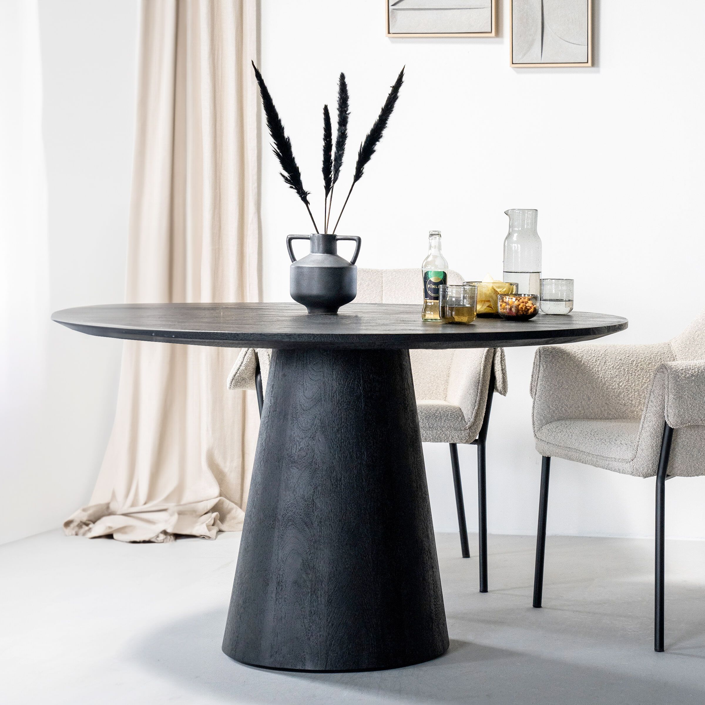 Eleonera Ronde Eettafel Aron – Mangohout Zwart 130 cm