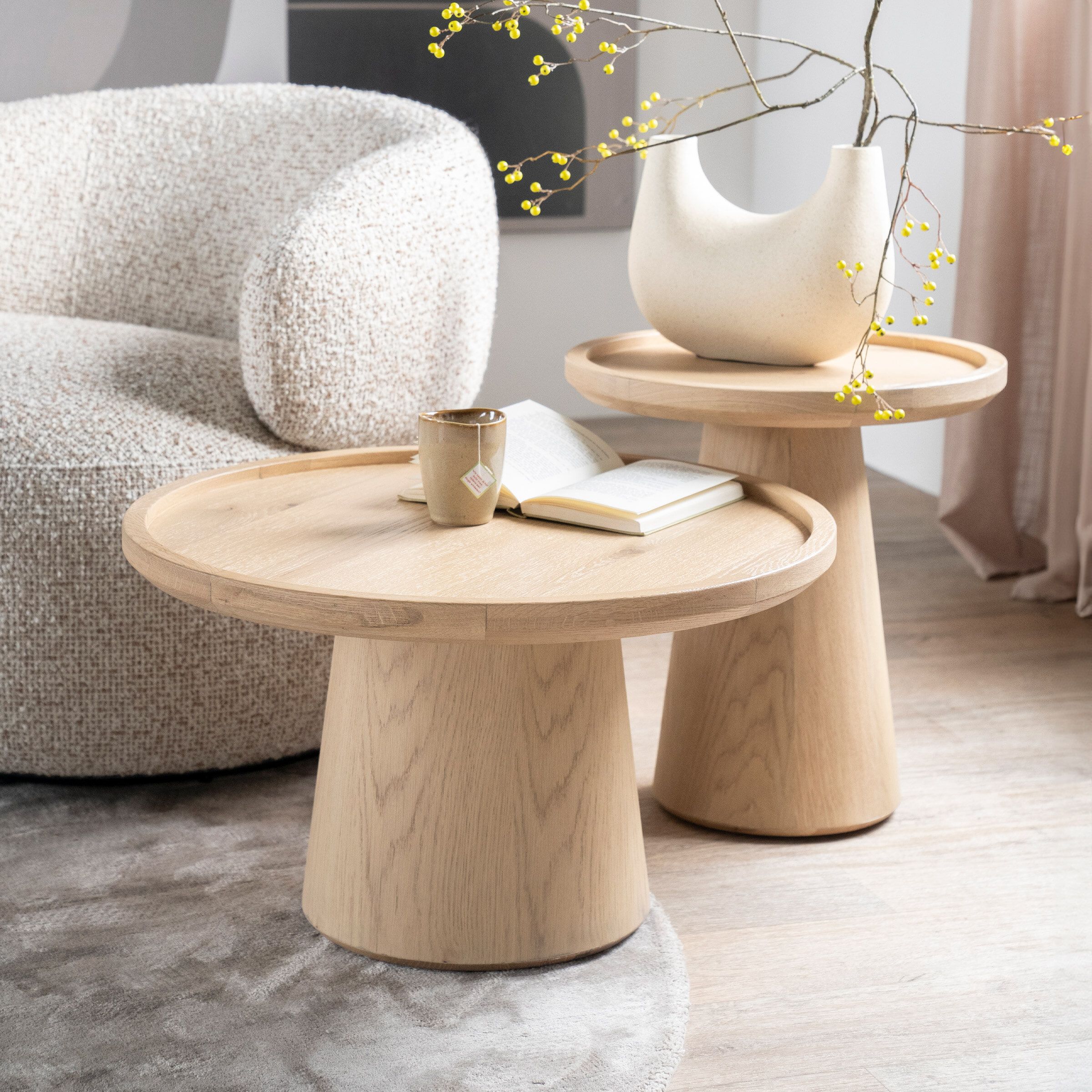 Eleonera Salontafel Leia – Elegante set van 2 natureltabletten