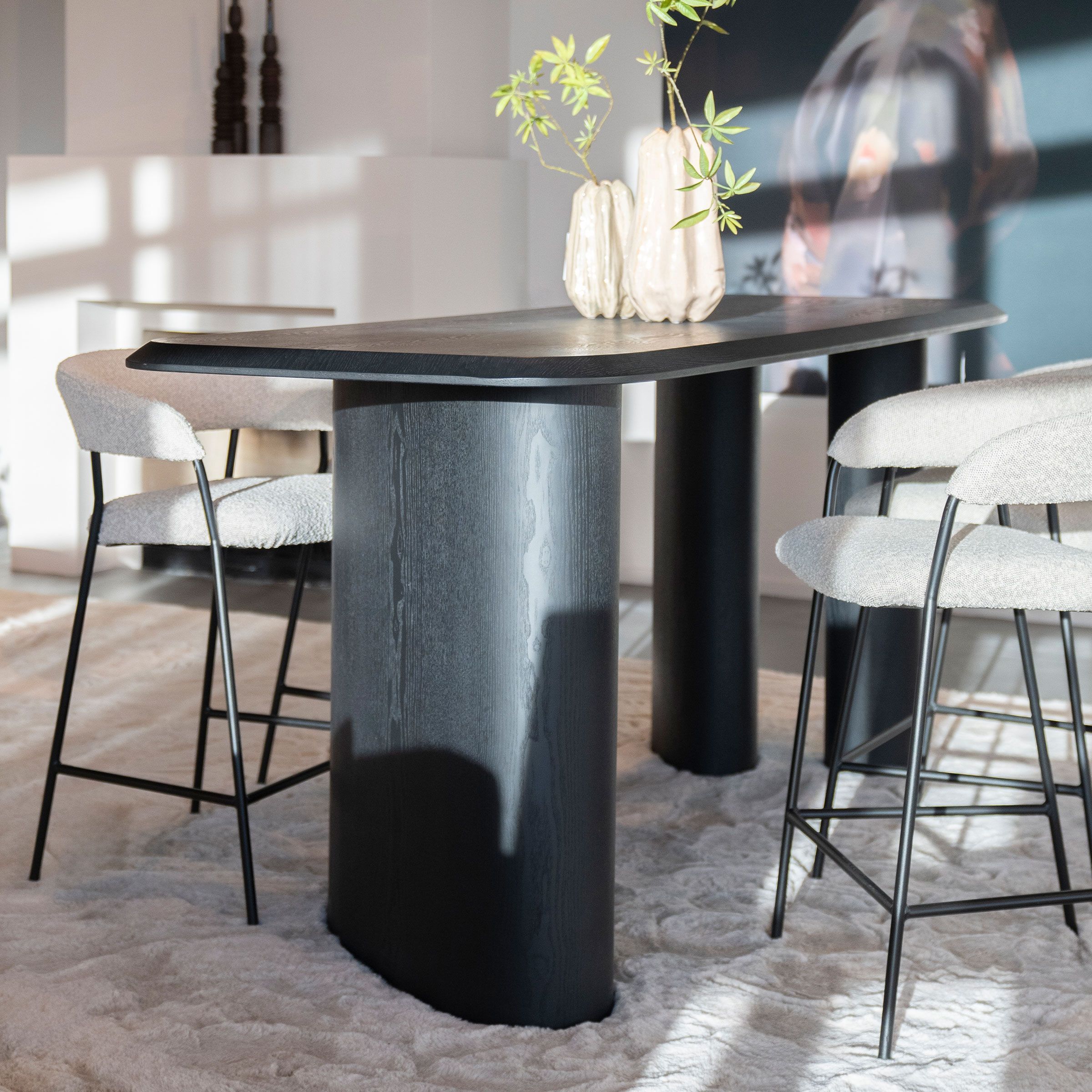 Eleonora Bartafel Walter – Massief eiken, 220 × 80 cm, zwart
