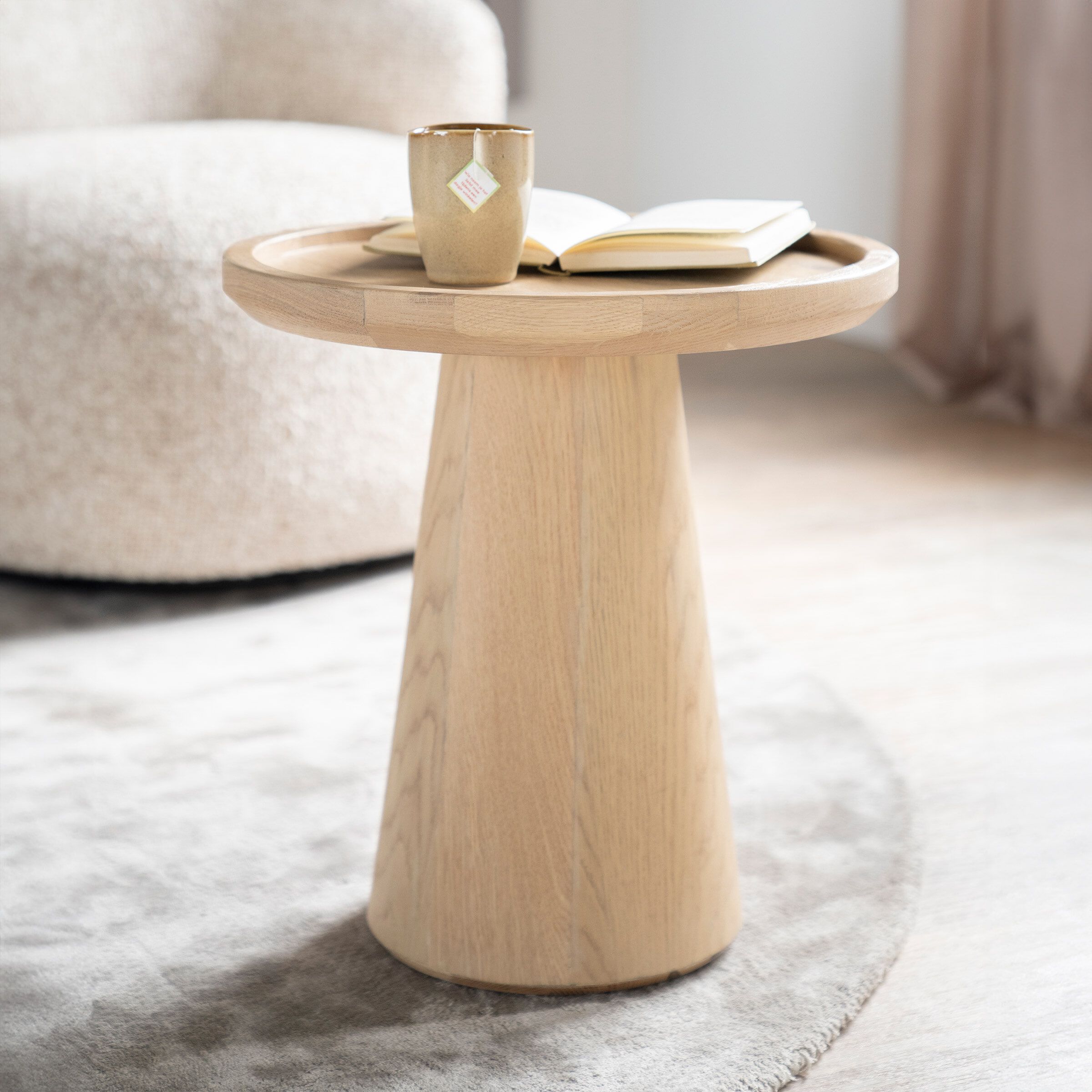 Eleonora Leia Ronde Bijzettafel – Eiken fineer, 46 cm