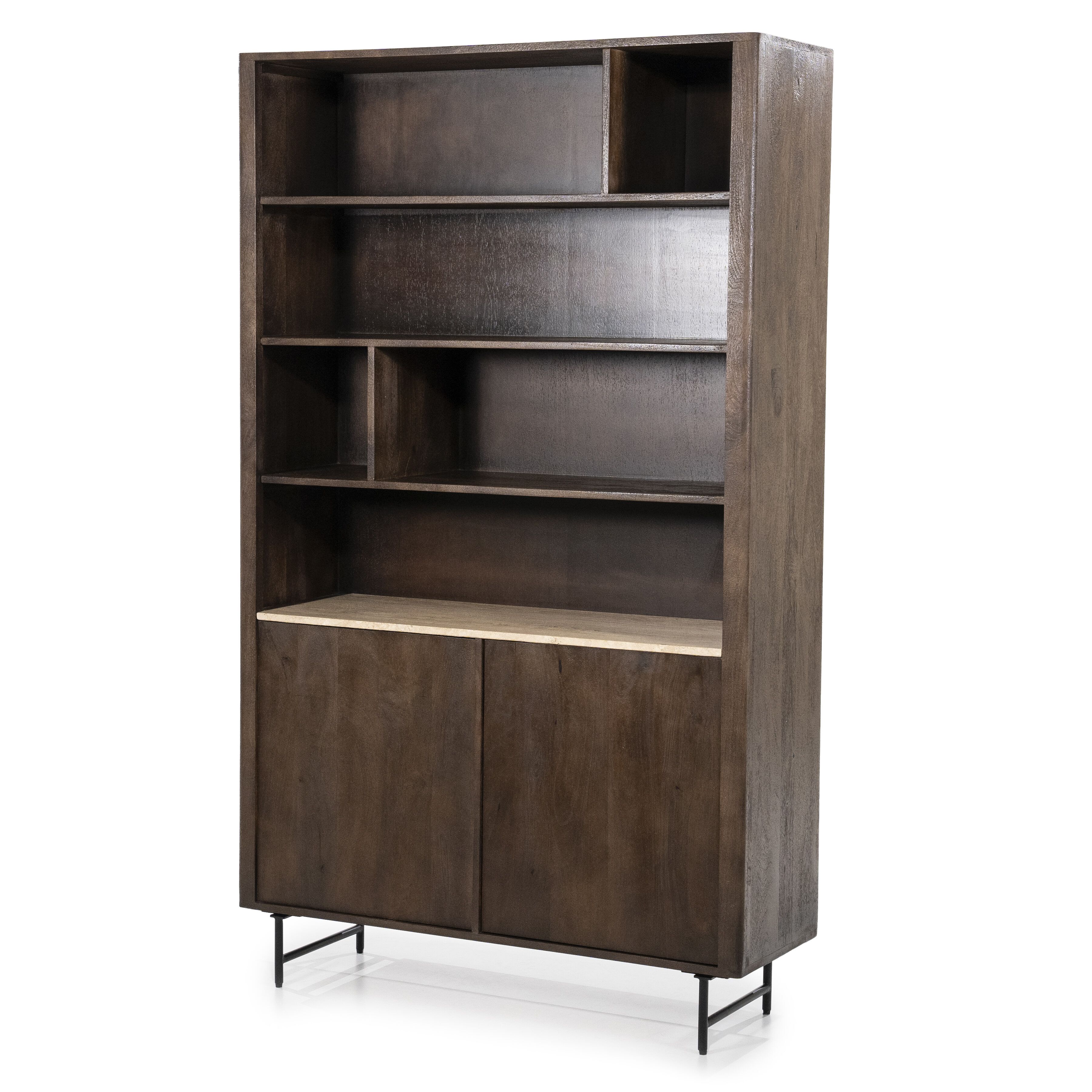 Eleonora Lio Boekenkast – Mangohout & Travertin, 200 × 120 cm