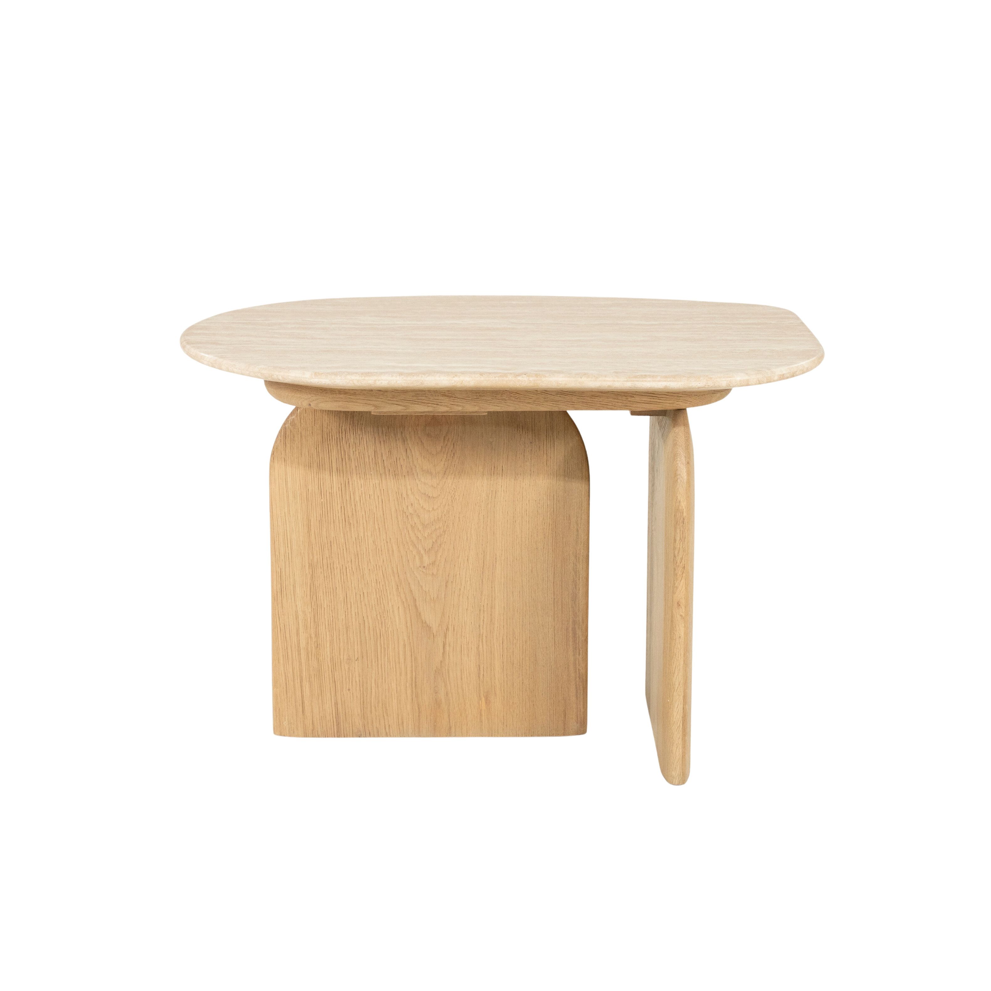 Eleonora Organische Bijzettafel Lova – Natuurlijk Design in Travertin en Eiken