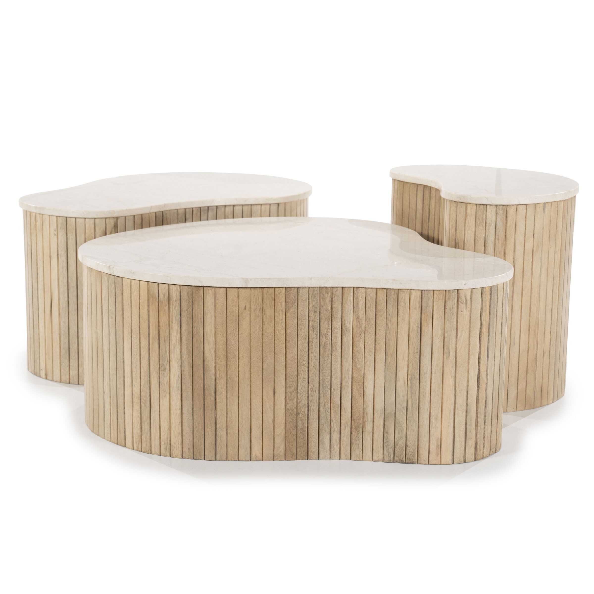 Eleonora Organische Salontafel Set Kira – Mangohout & Marmer in Beige