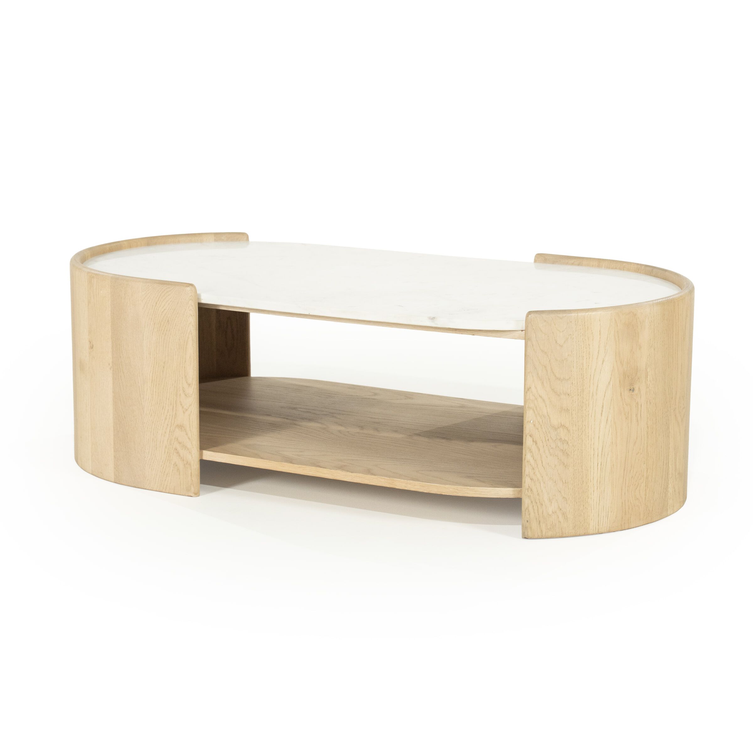 Eleonora Ovale Salontafel Don – Marmer & Eikenhout, 110 × 60 cm