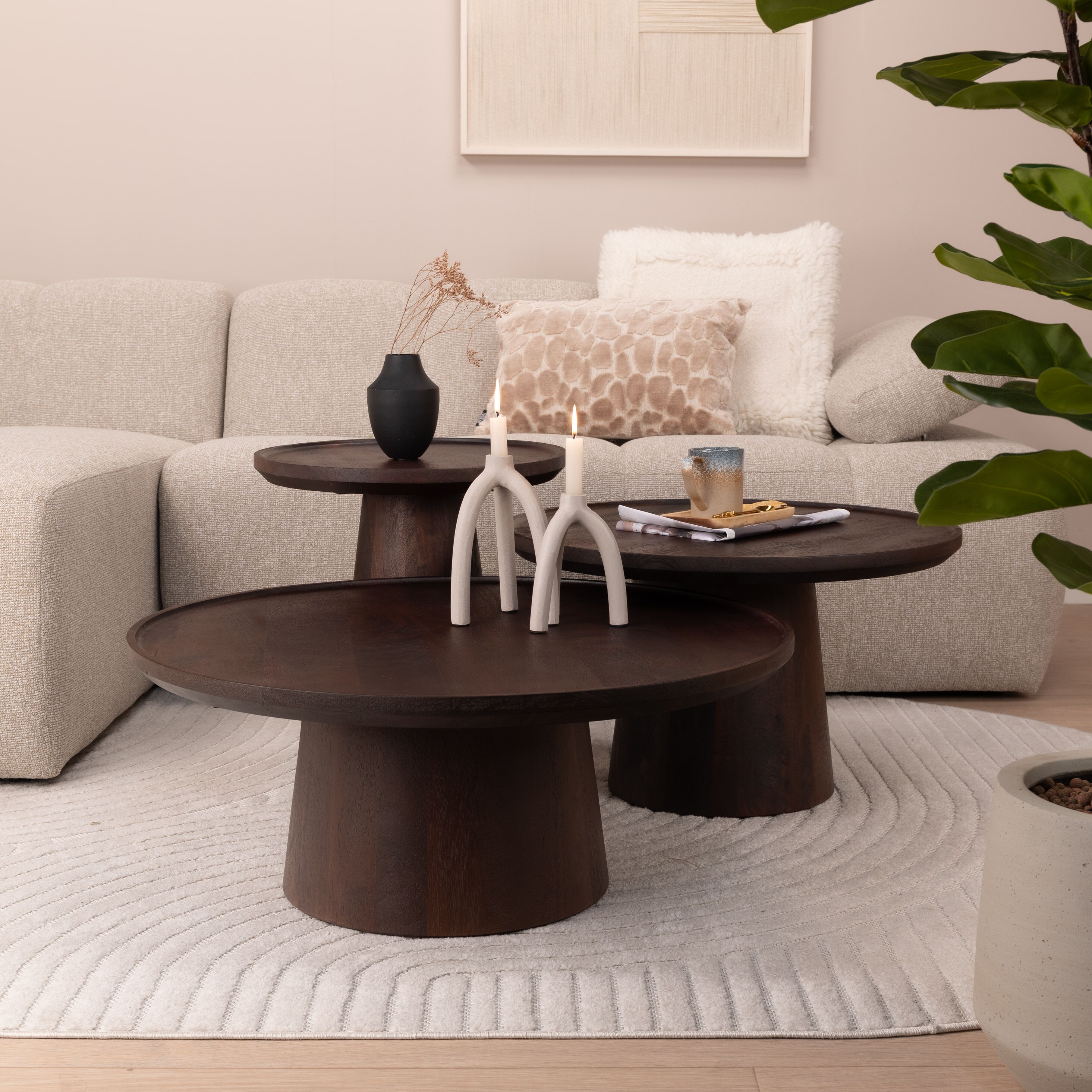 Eleonora Ron Salontafel Set – Tijdloze bruine elegantie voor elke woonkamer