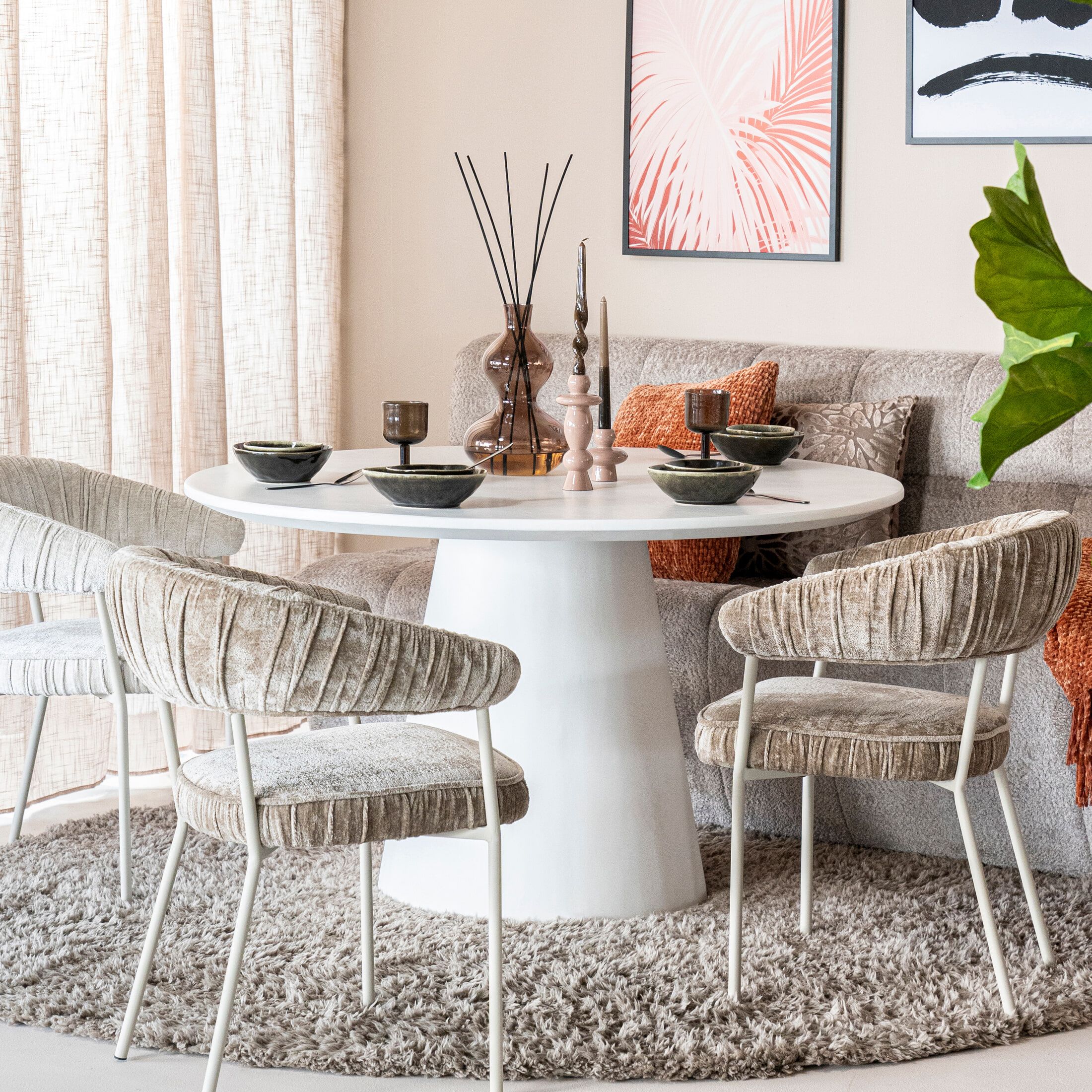 Eleonora Ronde Eettafel Elin 130 cm – Strak wit design voor lichte woonruimtes