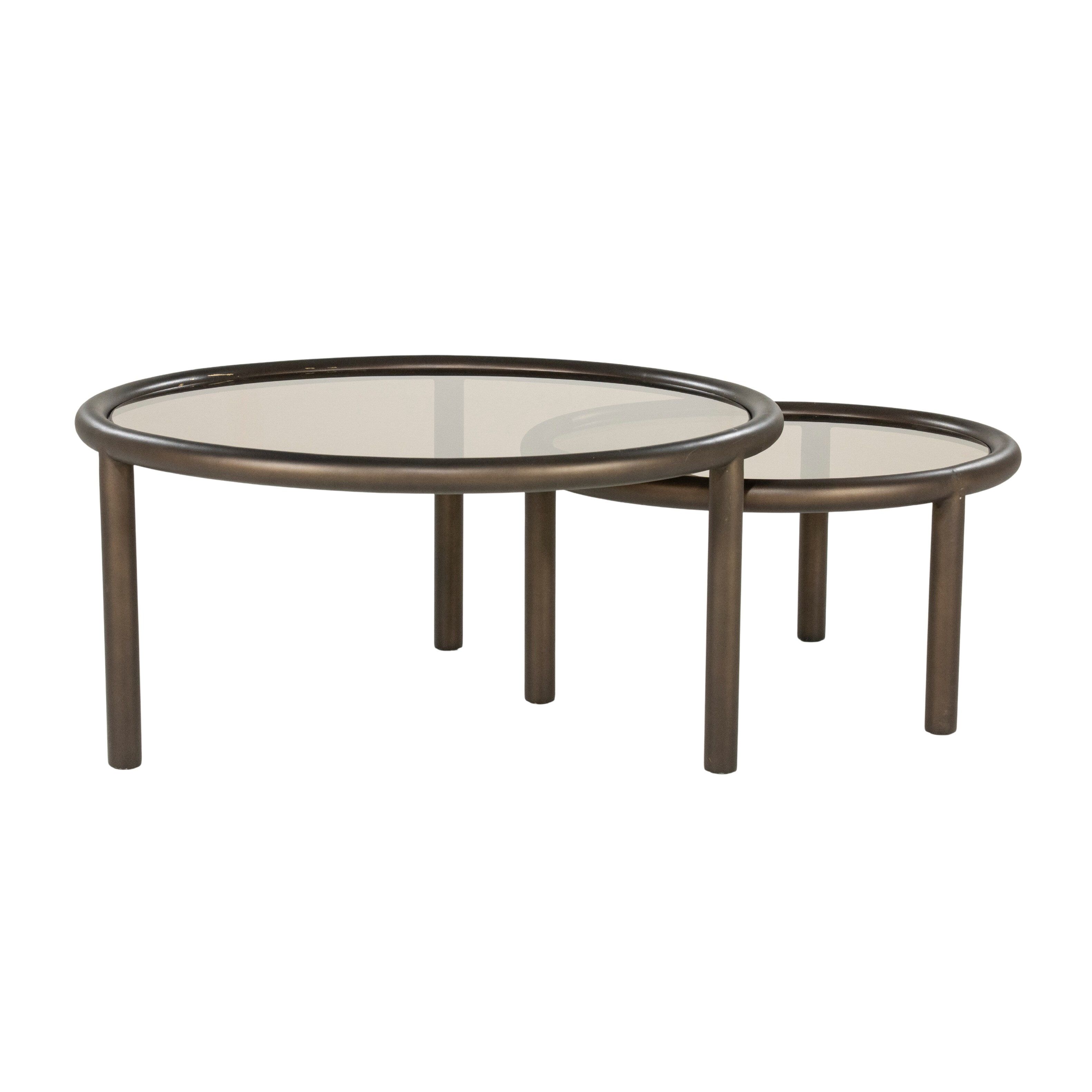 Eleonora Ronde Salontafel Circo Glas – Luxe set van 2 in warme bruine tint