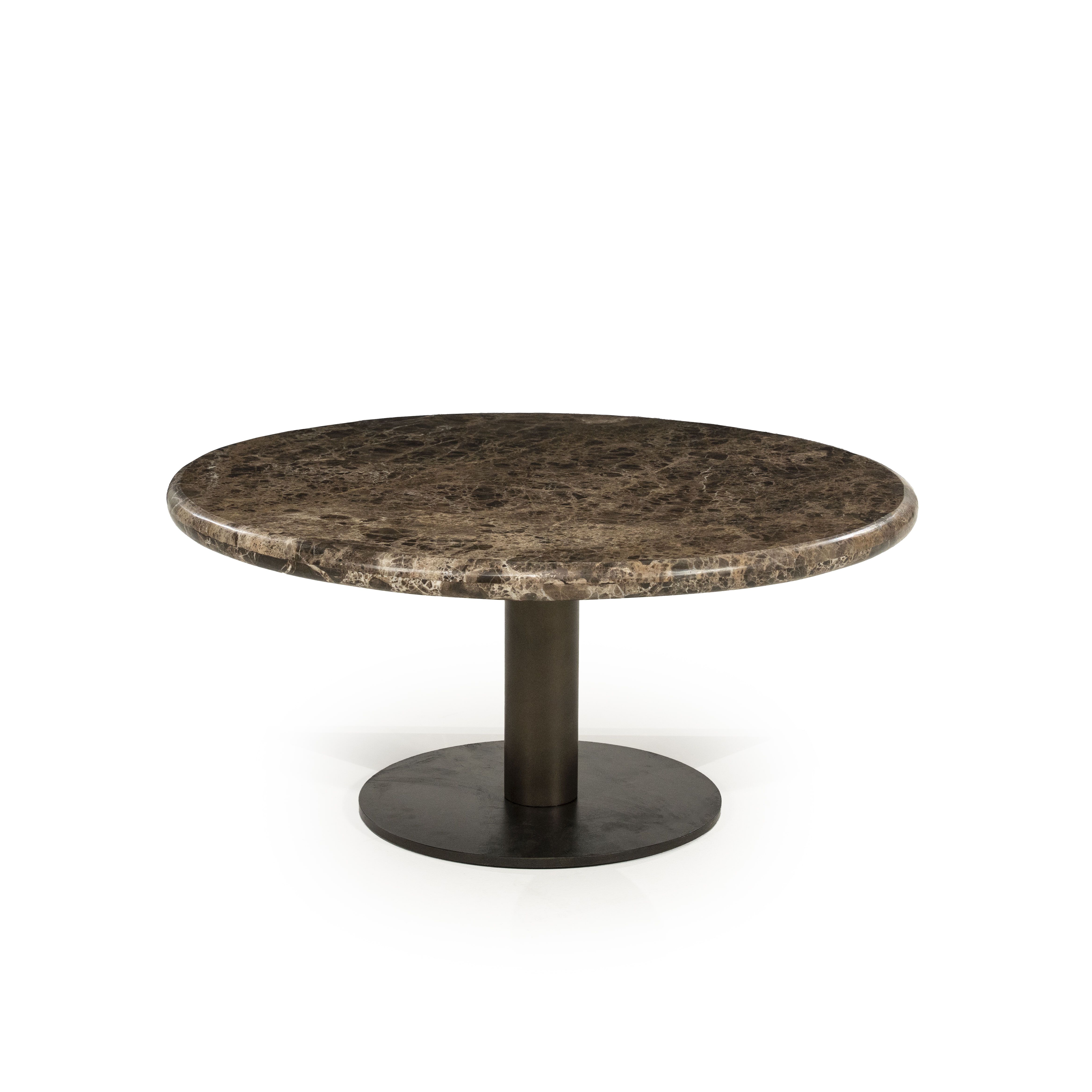 Eleonora ronde salontafel Luigi – Elegante marmeren eyecatcher (75 cm, bruine afwerking)