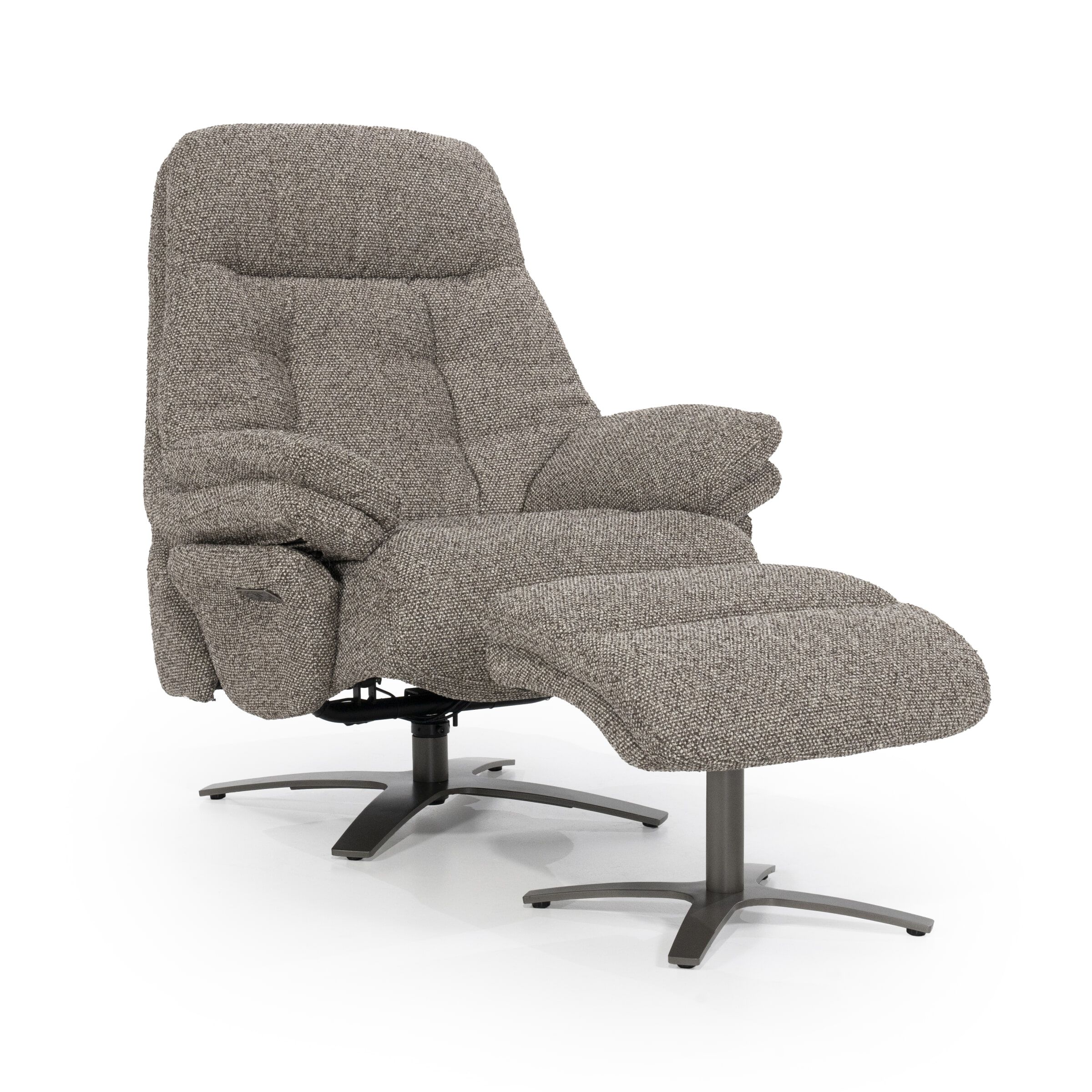 Eleonora Verstelbare Fauteuil Caleb met Voetenbank – Luxe en Functionaliteit in Taupe