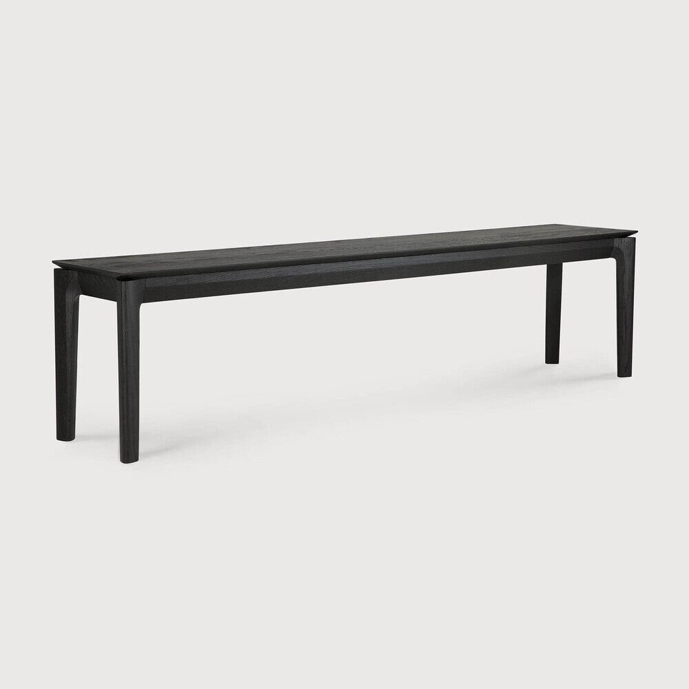 Ethnicraft Bok Eetkamerbank 186 cm – Strakke Zwarte Elegantie voor uw Eettafel
