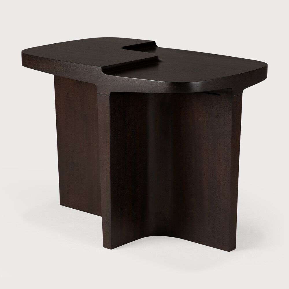 Ethnicraft Brutalist Ovale Bijzettafel – Rose Brown, Mahoniehout 60×40 cm