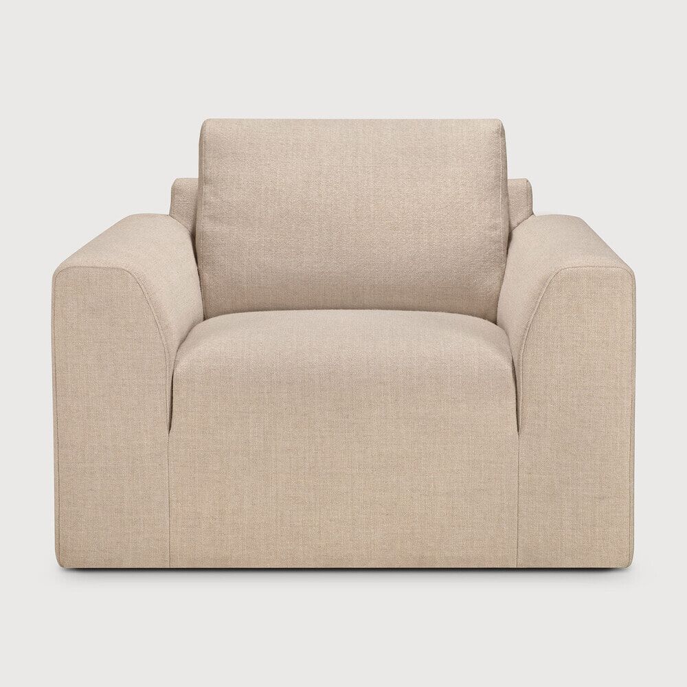 Ethnicraft Fauteuil Ease – Comfort in Leche structuurstof
