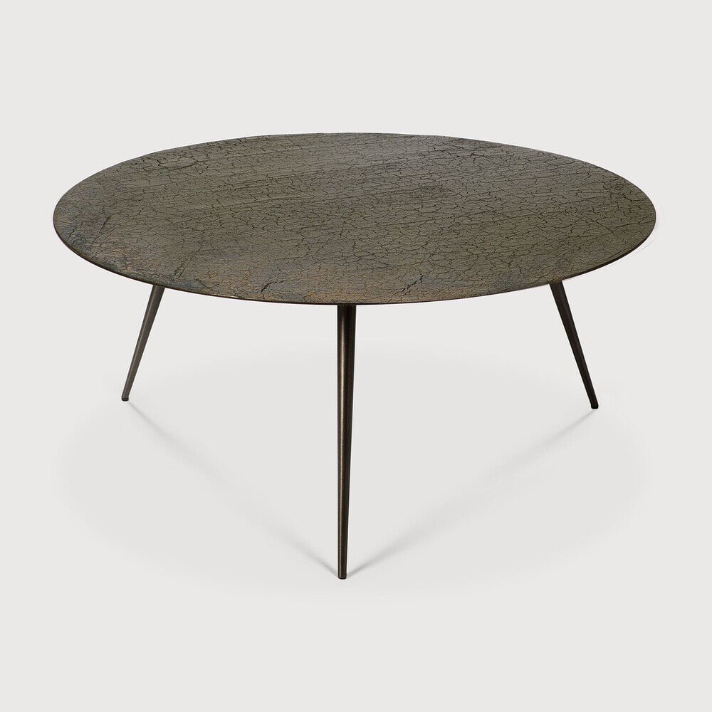 Ethnicraft Luna ronde salontafel – handgemaakt minerals blad in warme whisky