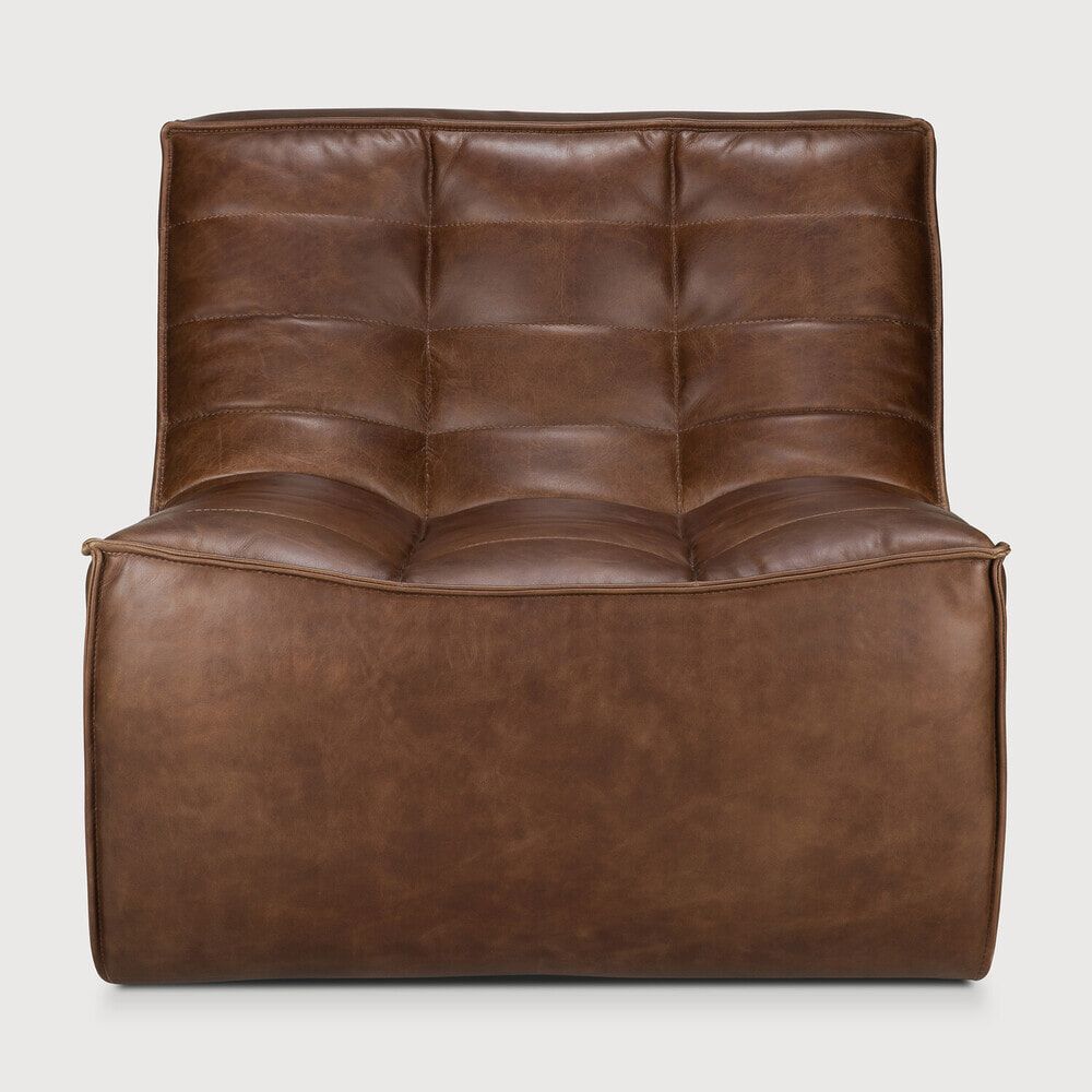 Ethnicraft Modulaire 1‑zits Bank N701 in Chestnut – Luxe Lederen Comfort