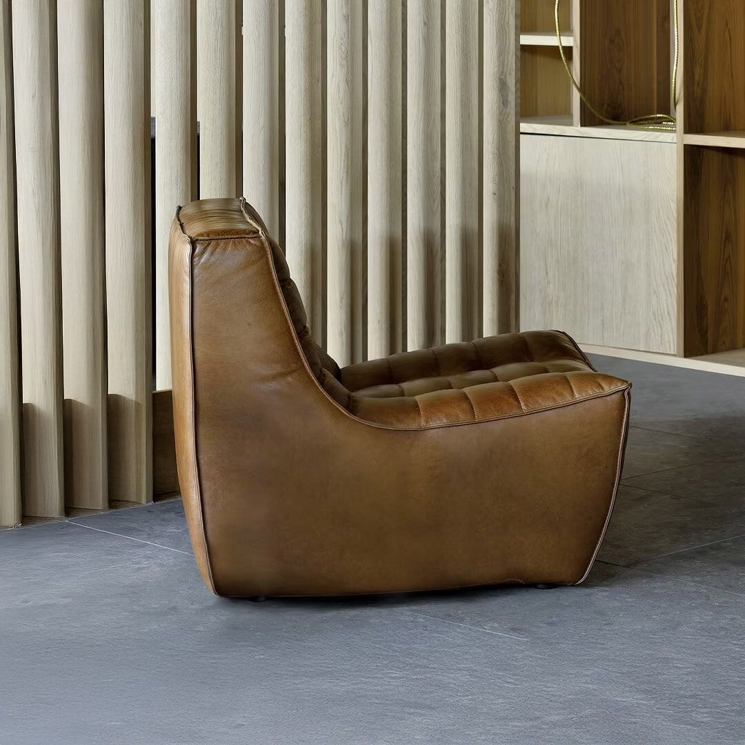 Ethnicraft Modulaire 1‑zits Bank N701 – Old Saddle lederen zitcomfort
