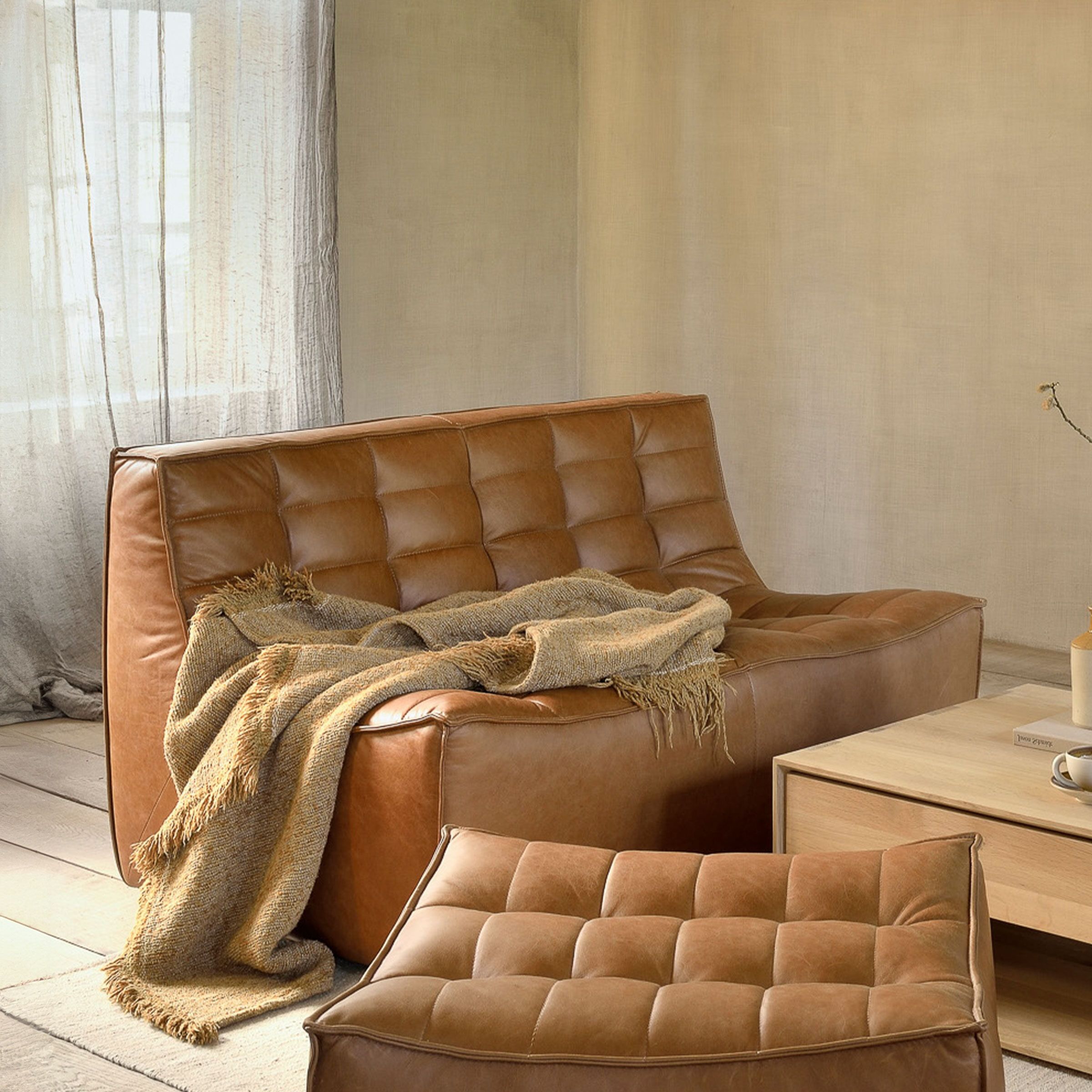 Ethnicraft Modulaire Bank N701 – Luxe 2‑zitter in Old Saddle‑leer