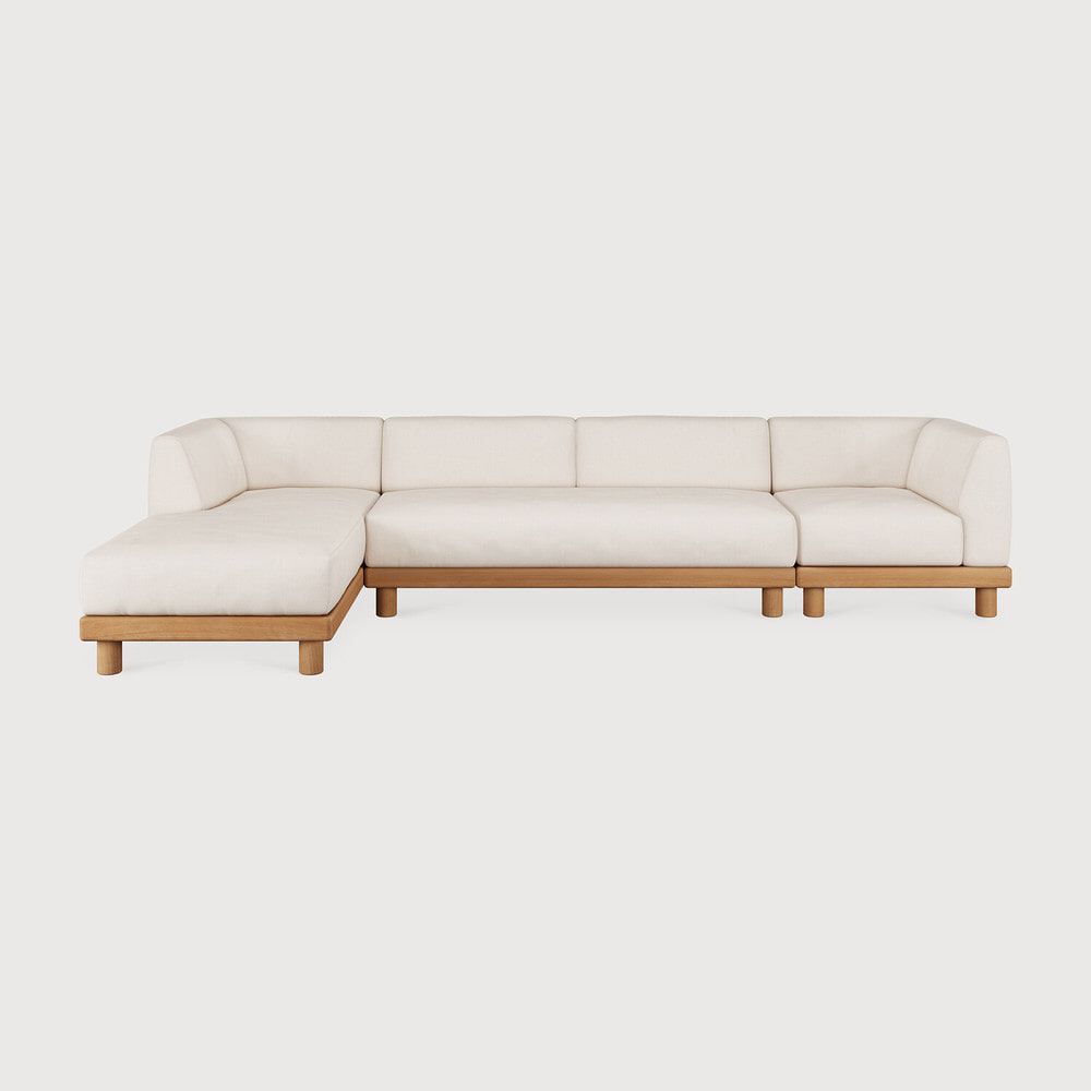 Ethnicraft Modulaire Loungebank Monocle 4‑zit – Hoek Links, Teakhout