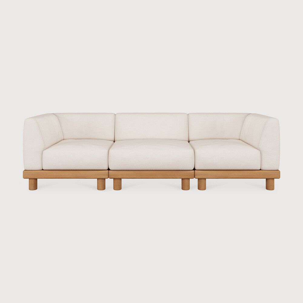 Ethnicraft Monocle 3‑zits Loungebank – Natuurlijke Teakhouten Modulaire Zitervaring