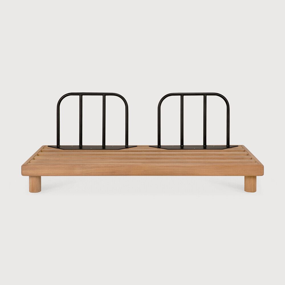 Ethnicraft Monocle Modulaire Loungebank 2‑zits – Natuurlijke Teak met Strakke Aluminiumframe