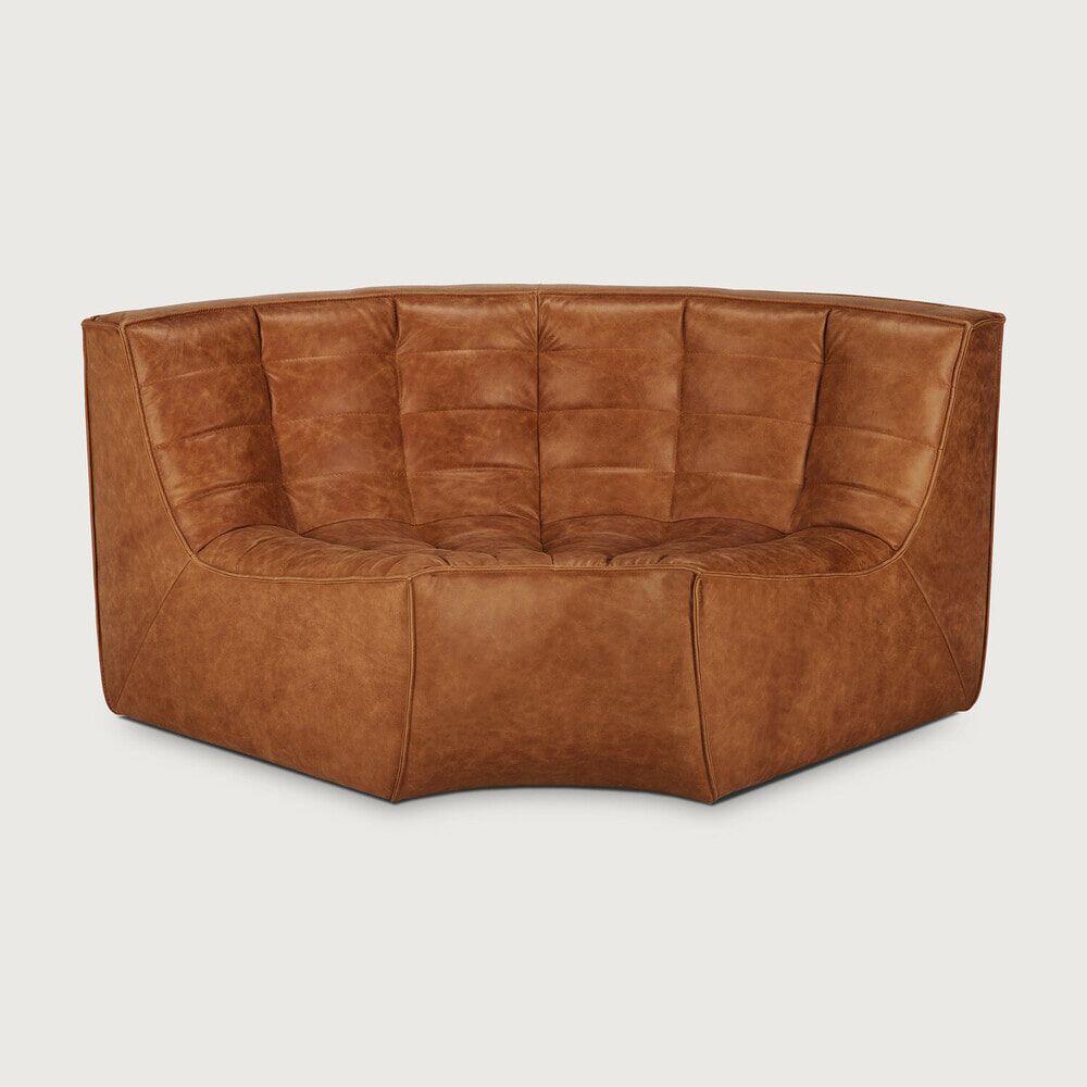 Ethnicraft N701 Modulaire Leren Bank – Old Saddle 90° Rond Hoekelement