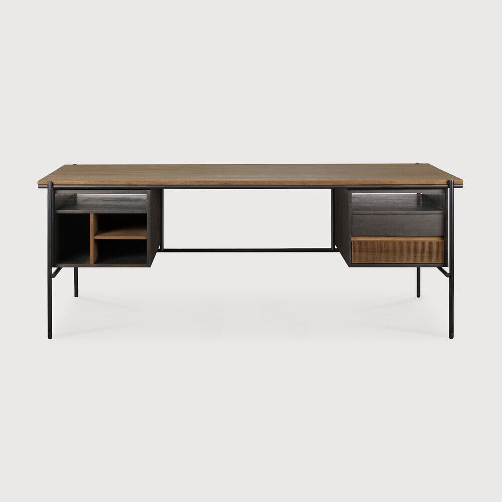 Ethnicraft Oscar Bureau in massief teakhout – 200 × 90 cm, stijlvol en functioneel