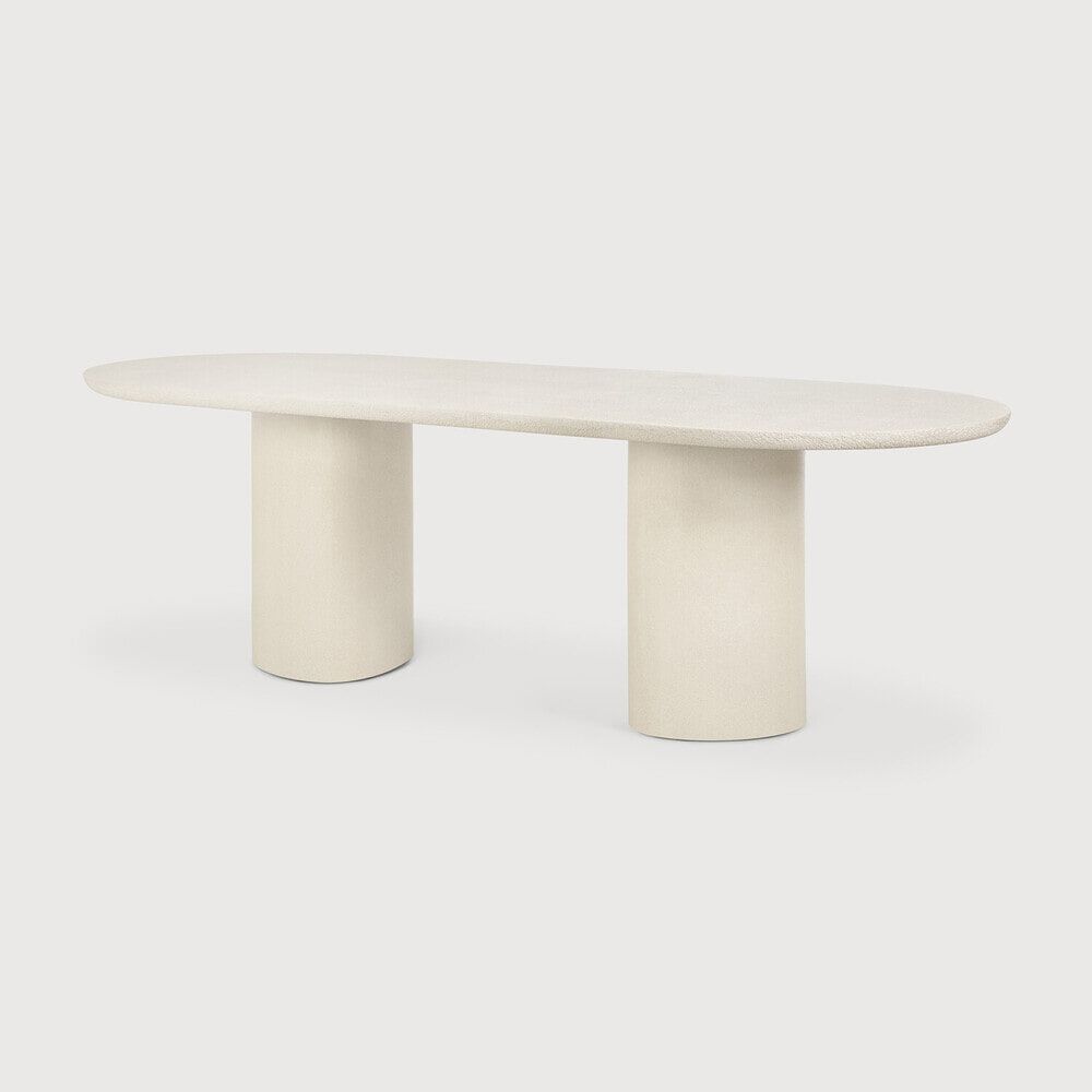 Ethnicraft Ovale Eettafel Elements – Stijlvolle Microcement in Off White (240 × 100 cm)