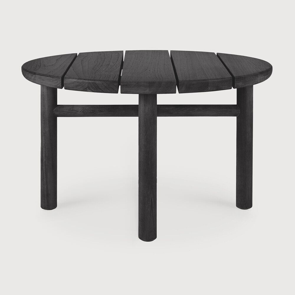 Ethnicraft Quatro ronde outdoor bijzettafel – 59 cm, zwart teakhout