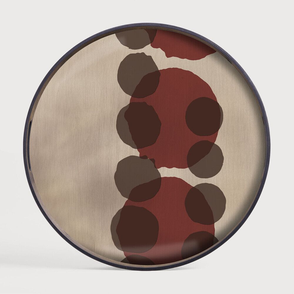 Ethnicraft Rond Dienblad Layered Dots 48 cm – Pinot: Handgeschilderd stijlvol accent voor elke tafel