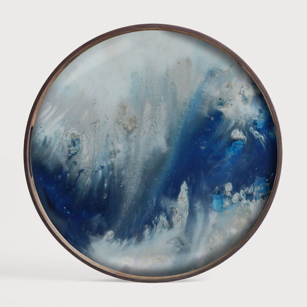 Ethnicraft Rond Dienblad Tribal Quest 48 cm – Blue Mist