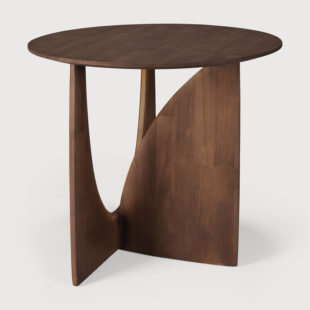 Ethnicraft Ronde Bijzettafel Geometric – 51 cm, stijlvolle bruine toets