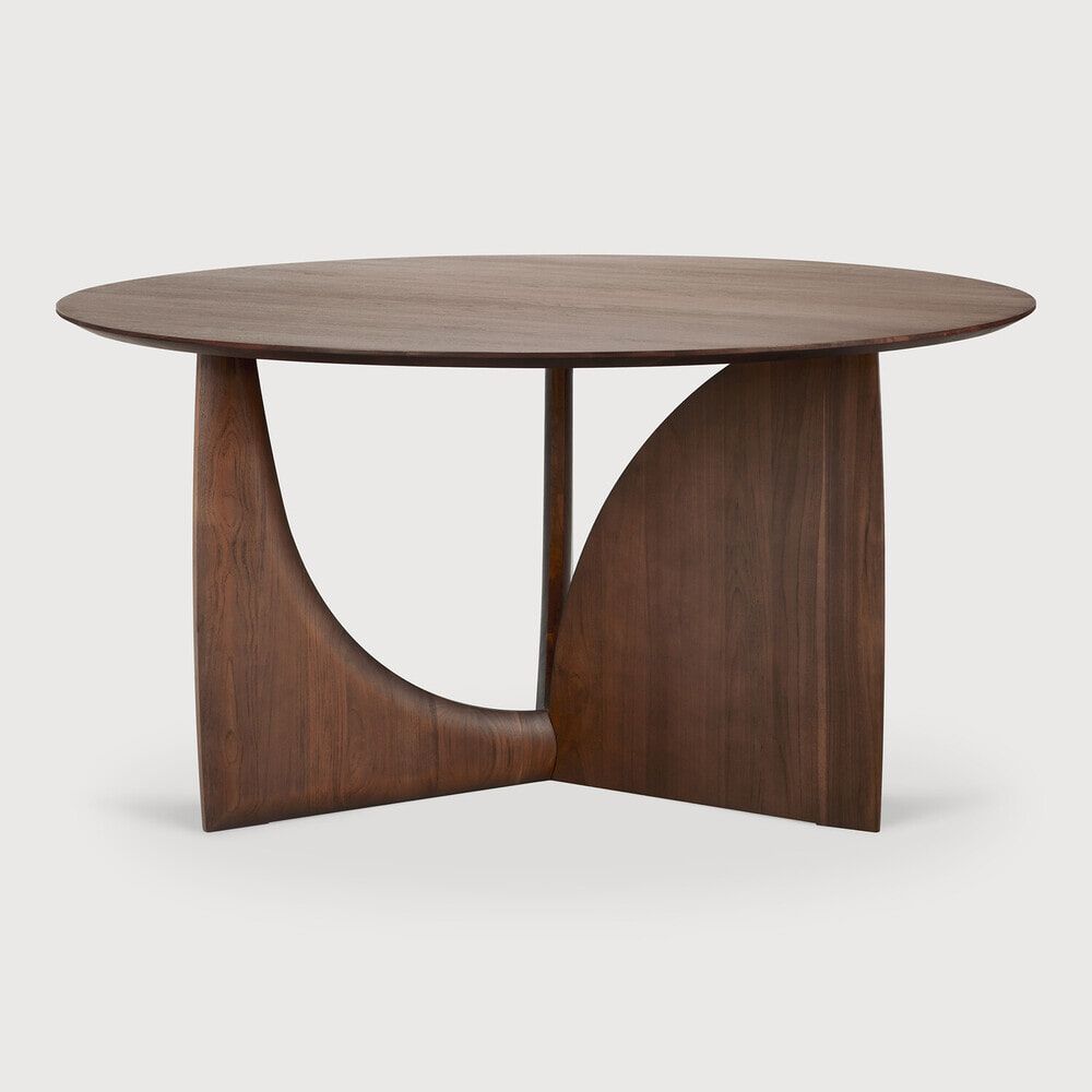 Ethnicraft Ronde Eettafel Geometric – 150 cm, stijlvol bruin teakhout