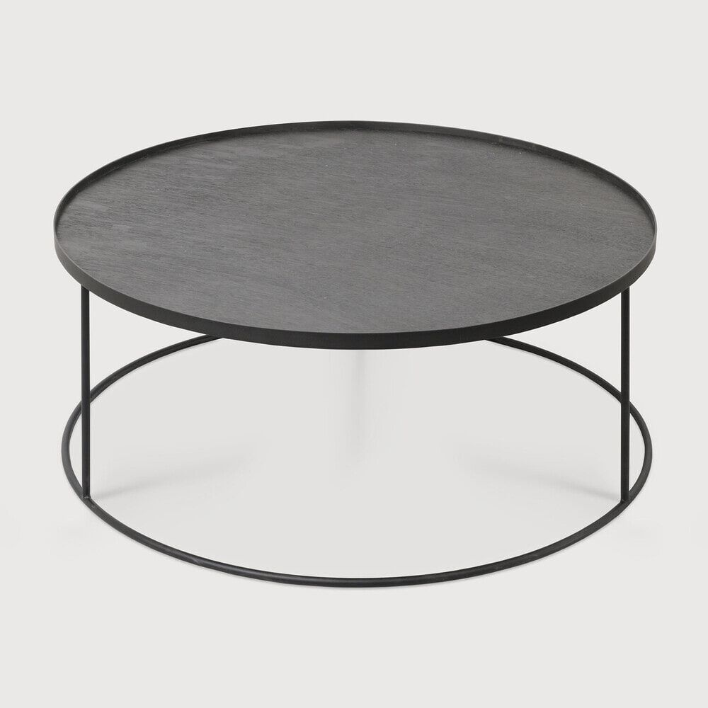 Ethnicraft ronde salontafel met verwisselbaar dienblad – 93 cm, zwart