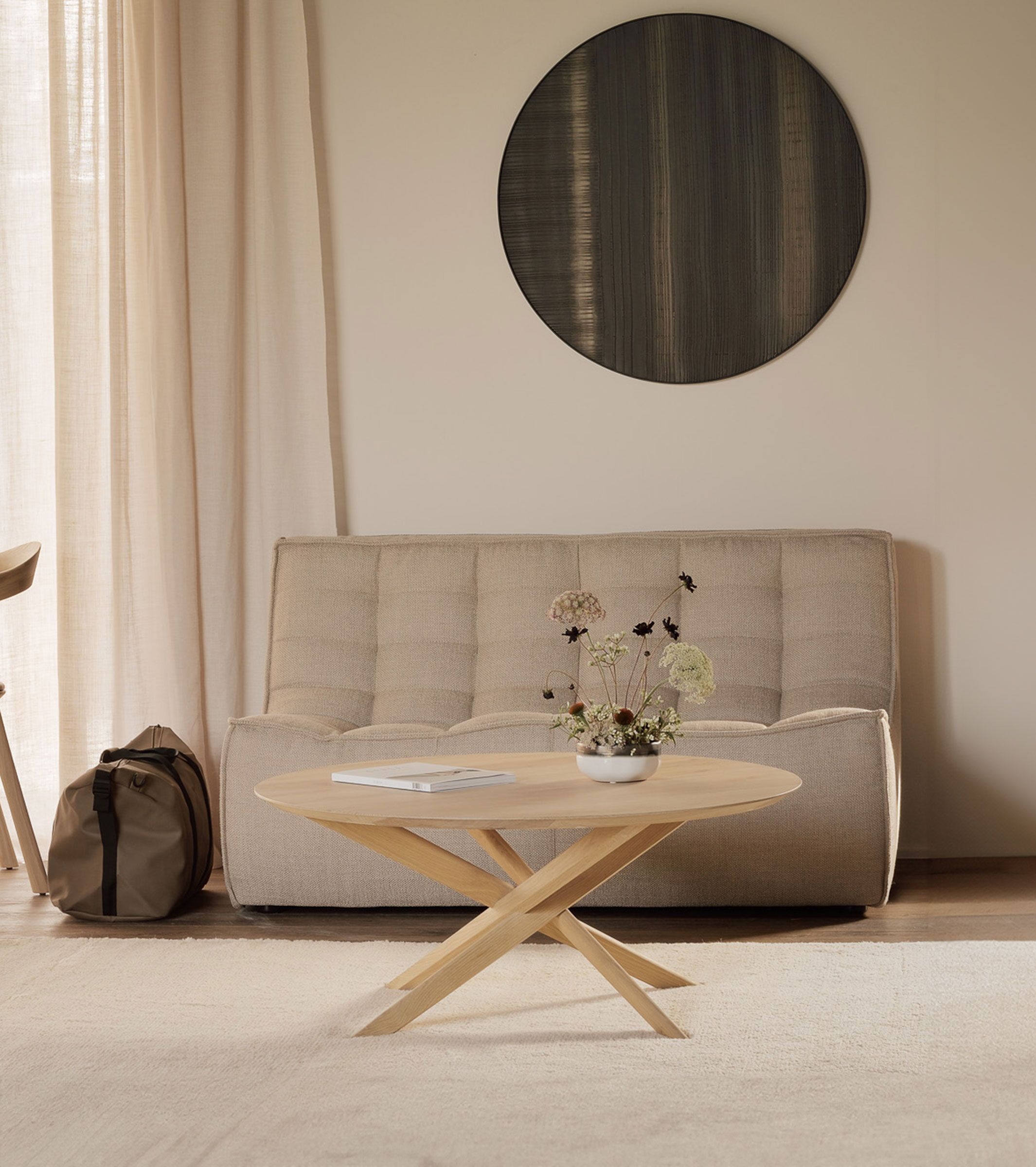 Ethnicraft ronde salontafel Mikado – 100 cm, naturel