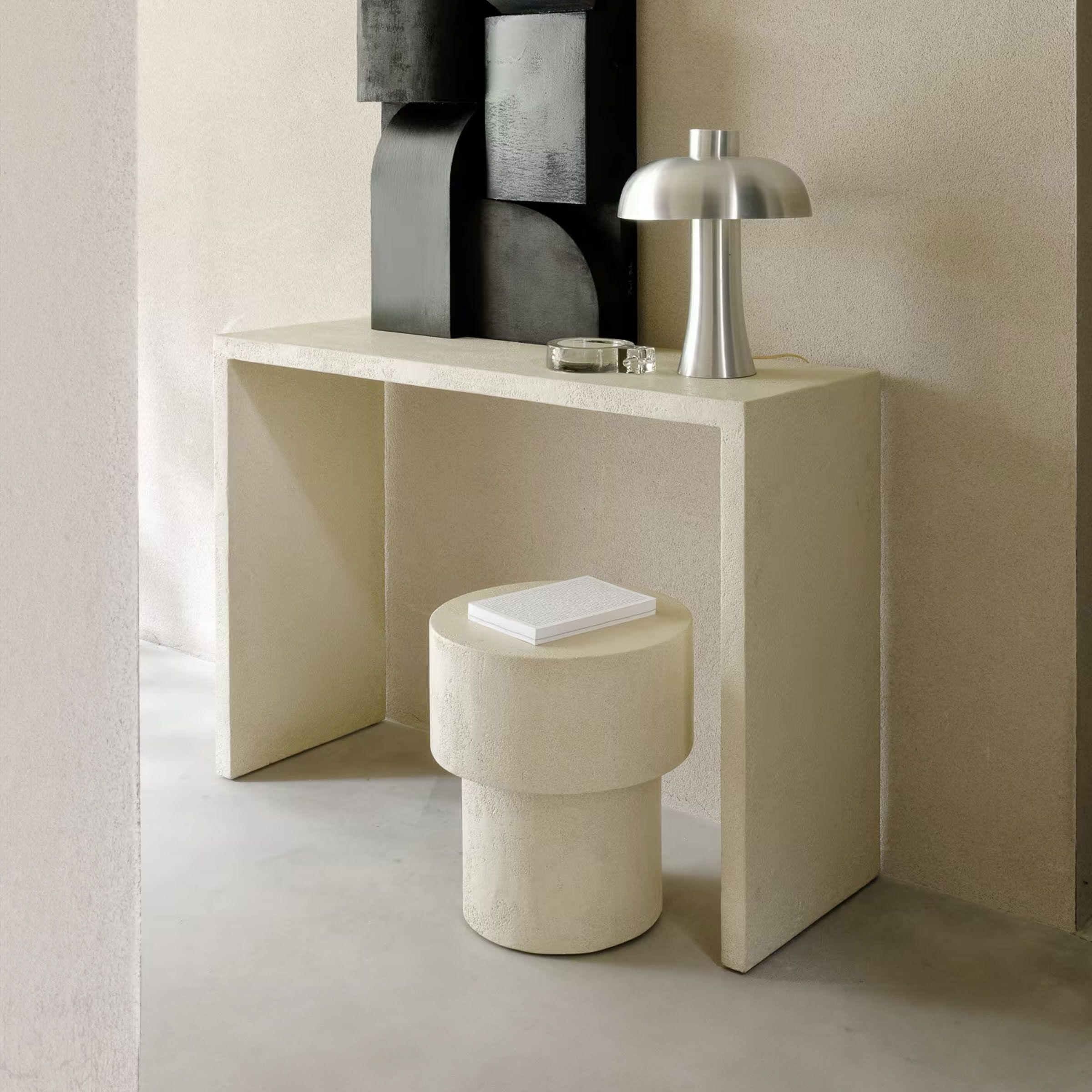 Ethnicraft Sidetable Elements Microcement 120 cm – Off White, stijlvol en duurzaam