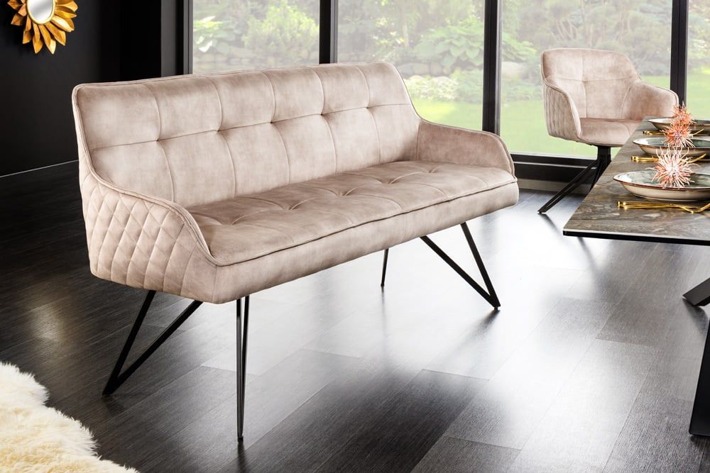 EUPHORIA designbank 160 cm – luxueus fluweel in champagnegrijs