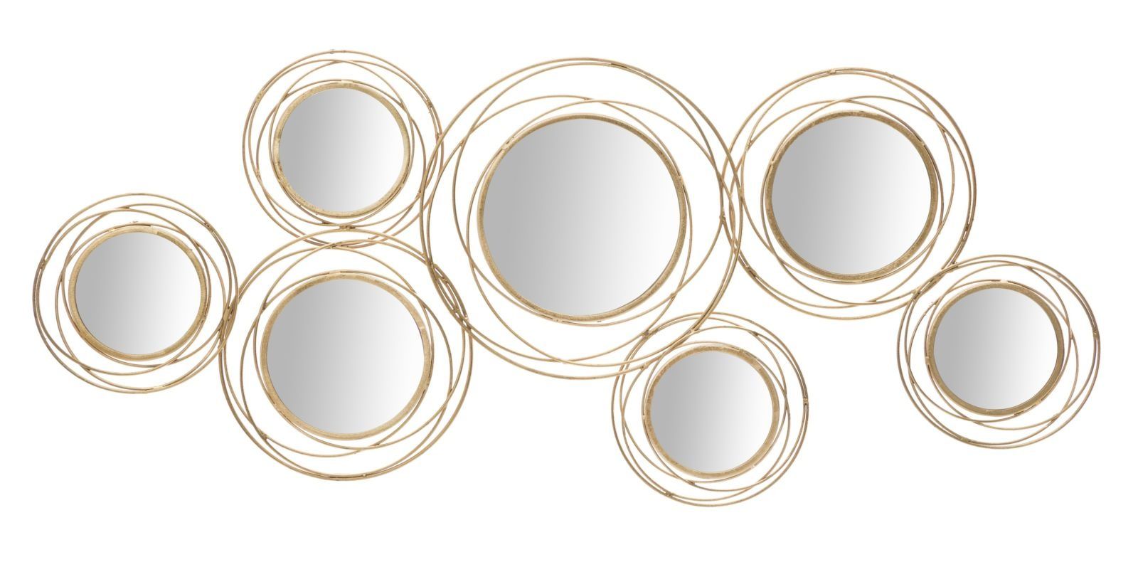 Exclusief IJzerwandpaneel met Gouden Spiegels – Ronde Vorm, 124 × 4 × 53 cm