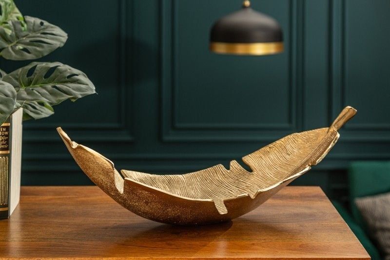 Exclusieve Goudblad Kom van 62 cm – Handgemaakt Design van Invicta Interior