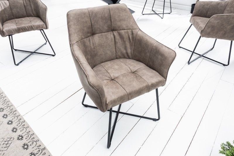 Exclusieve LOFT Designstoel in Vintage Taupe – Comfort met Armleuning | Invicta Interior