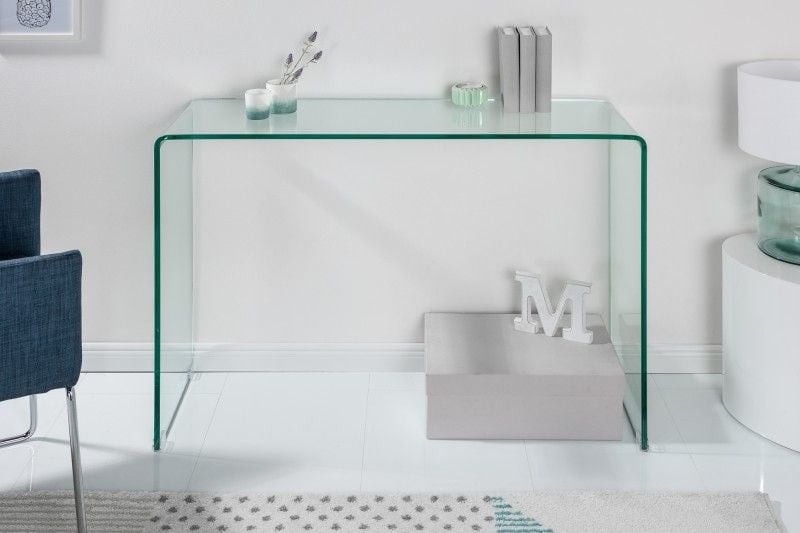 Extravagante Glazen Consoletafel Fantome – 100 cm Transparant Bureau van Invicta Interior
