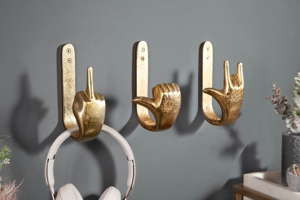 Extravagante Gouden Kapstokken Set van 3 – Stijlvolle Wandkapstokken van Invicta Interior