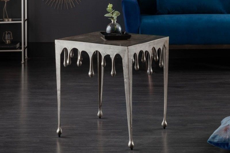 Extravagante Salontafel LIQUID LINE L – Zilveren Druppelvormige Designklassieker
