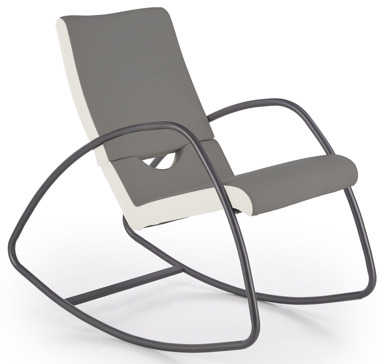 Fauteuil Balance – Moderne grijze ecoleer fauteuil met wit accent